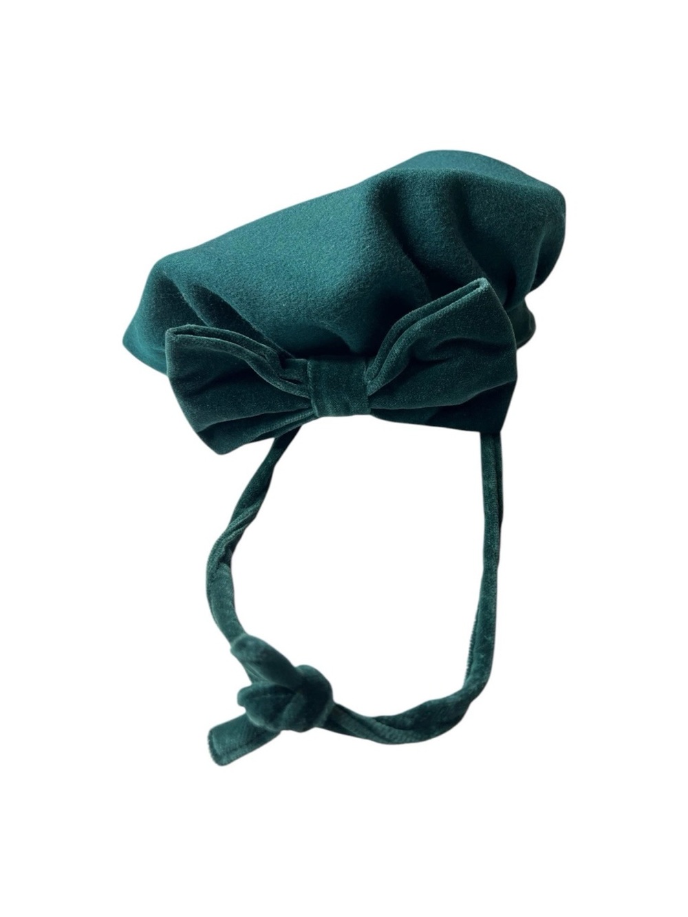 Rothschild 80s Vintage Girls 100% Wool Green Bonnet Bow Strap